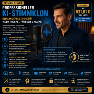 Professioneller KI-Stimmklon – digitale Stimme für Video, Podcast, Hörbuch & Avatar